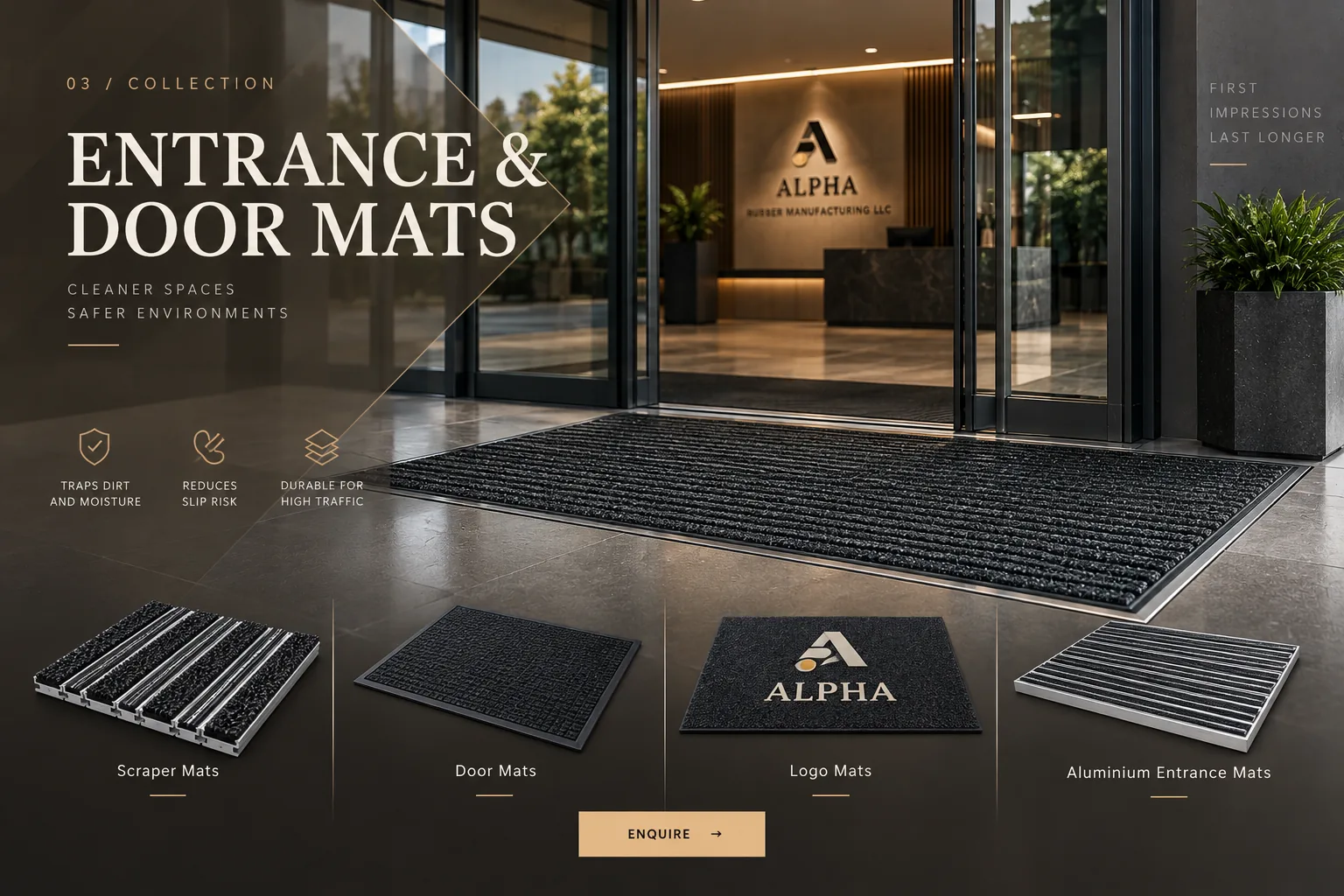 Entrance mat installed at a commercial doorway