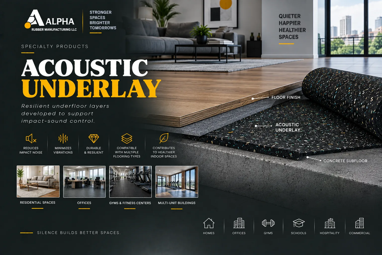 Acoustic Underlay product in its intended application
